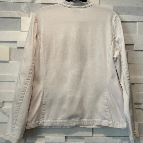 EILEEN FISHER Ivory 100% Cotton Snap Blazer Jacket M Workwear Corpcore Lagenlook - Picture 4 of 6